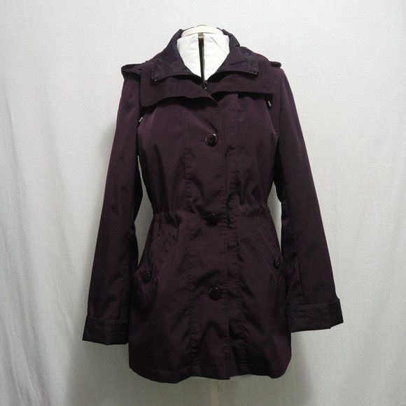 St. John's Bay Dark Purple Coat with Removable Hood & Lining Size Small - Picture 11 of 11
